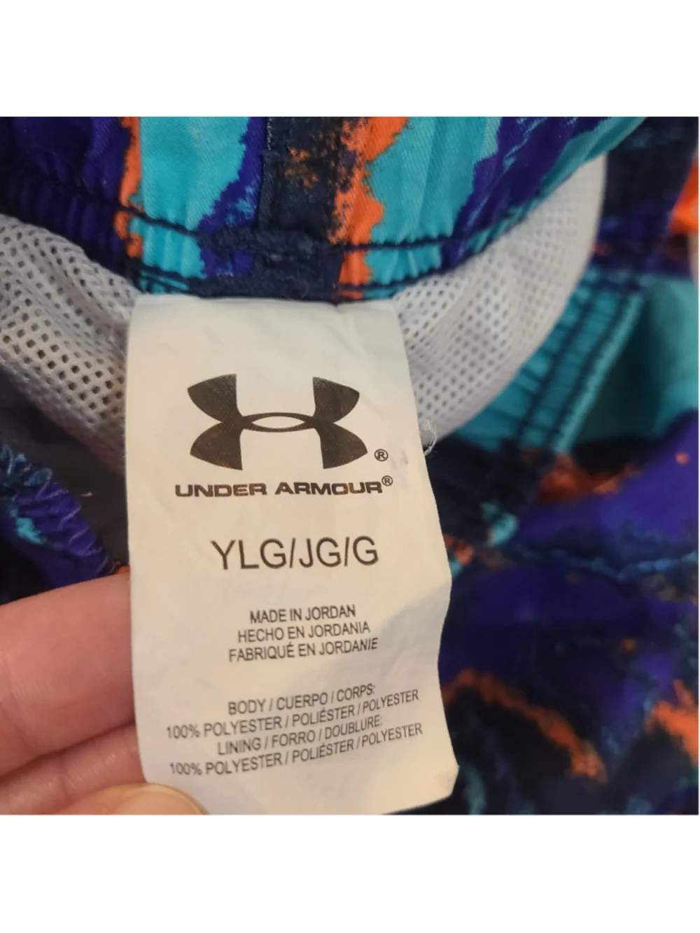 Under Armour Boys Size Youth Large YLG Swim Trunks Board Shorts Blue Orange